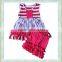 2017 popular series baby girl sleeveless back to school o-neck with lace fioral print ruffle clothes outfits pictures