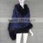 Wholesale women apparel korea style fur poncho cotton raccoon fur trim shawl cape