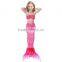 Kids Bikini + Shorts + Mermaid Tail with pink monofin for Swimming