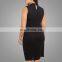 Black twist front ladies high neck dress plus size high neck skater dress casual dresses