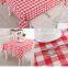 60x126 rectangular polyester checker tablecloth polyester banquet white and red checkered tablecloth