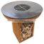 Dia 1000mm Corten Steel BBQ Bowl With Wood Storage