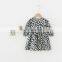 2020 Girls Long Sleeve Floral Skirt Flat Neck Dress