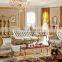 Luxury royal sofa gold real leather sofa living room furniture antique living room sofas