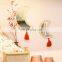 K&B wall hanging rattan moon shape mirror home decor half moon mirror with tassel