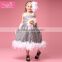 Dancing Stylish Baby Girls Casual Long Feather Grey Dress for cheap Party Wholesale