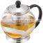 fashion glass teapot, stainless steel flower pot, borosilicate glass kettle