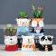 Ins Hot Sold Cute Small Animal Ceramic Succulent Planter Pot Bonsai Plant Vase Cactus Flower Pots With Drain Hole