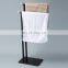New Black Bath Towel Stand Tower Holder With Two Arms Hand Free Standing Bathroom Wooden Bamboo Towel Rack