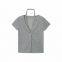2025 New Women's Clothing French Fashion Hanging Neck Collar Double layered V-neck Stacked Wear Show Thin Short Sleeve T