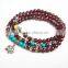 Wholesale Natural Wine Red Garnet Beads Silver Bracelet