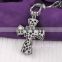 Jesus design gold plated black crystal cross necklace