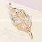 Fashion Women Jewelry Leaf Shape Opal Rhinestone Brooch