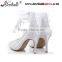 Handmade high quality white lace bridal wedding shoes
