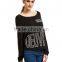 New arrival black loose style batwing sleeve rhinestones sweater