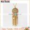 Fashion coin fringe turquoise pendant chain necklace