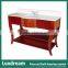 Antique Simple Cherry Hotel Bathroom Vanity with Two Wooden Shelves