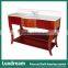 Antique Simple Cherry Hotel Bathroom Vanity With Two Wooden Shelves