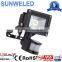 Outdoor Security Lighting LED floodlight with motion detector 10w 20w 30w 50w 70w 100w with CE IES IP65
