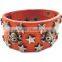 Handmade Wide Leather Skulls & Stars Wrap Bracelet