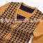 100% fine wool men's yellow cardigan with pattern