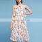 Wholesale Floral Printed Waist Silhouette Zip Back Ladies Chiffon Halter Dress