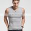 2016 men's wide shoulder 100% cotton vest sleeveless fitness elastic tank top male vest factory sale