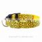 2015 High quanlity LED light dog collar flashing pet collar with leopard print