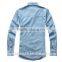 2016 new style men shirts mens light blue denim shirt