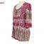 Aged Woman Square Neckline Ethnic Paisley Print Border Blouse from GuangZhou