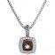 Sterling Silver Petite Albion Pendant with White Quartz and Diamonds on Chain