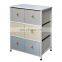 Durable Steel Frame, MDF Wood Top, Vertical Bedroom Dresser Storage DrawerTower with 6 Easy Pull Fabric Drawers