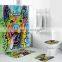 Shower Curtain Set with Non-Slip Rug Toilet Lid Cover Bath Mat and Vintage Shower Curtain Set for Bathroom