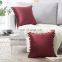 Top Finel Square Decorative Throw Pillow Covers Soft Velvet Outdoor Cushion Covers with Balls