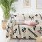 High quality green black blue geometric jacquard knitted 100 cotton blanket