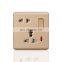 Universal 5 pin Wall Socket With Switch 16A  Flame retardant PC Panel Socket and Switches Electrical Metal Frame With LED light