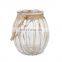 K&B wholesale chic multi-size glass outdoor hanging candle lantern decorative with hemp rope handle