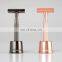 Eco-friendly Metal Barber Stainless Steel Rose Gold Double Edge Blade Reusable Safety Razor Shaving Set Stand for Men
