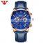 Fashion sport luxury leather quartz wrist watches men waterproof quartz watches