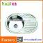 single round bowl stainless steel kitchen sink with drain board HD7750