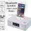 FM radio Alarm clock bluetooth speaker Dock Station for iPhone and Samsung all smartphones