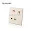 Gold Satin Metal With LED Light 1 Gang 3 Pin 13A UK Electrical Switch and Socket