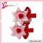 Cute heart pink grosgrain ribbon bow hair clips wholesale kids fancy hair bobby pins (QRJ-0030)