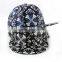 Punk Rock Flower Printed PU Leather Fabric Flat Hiphop Streetdance Cap