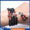 Multilayer 6mm black Obsidian and cinnabar mala beads Prayer Beads Bracelet