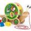 new item kids funny toy OEM snail sort roller toy educational wooden snail pull toys for child EZ5096