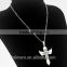 New Fashion Men's Women's Charm Stainless Steel Angel Wings Cross Pendant Necklace