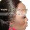 Hot Beauty Natural Hairline 20" #1 Jet Black Yaki Straight, Tangle Free 5a Peruvian Hair Lace Front wig with fringe