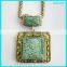 2016 Trendy Chunky Design Accessories Zinc Alloy Rhinestone Green Zircon Necklace With Gold Bohemian Chain