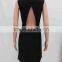 Lady's crepe backless belted dress